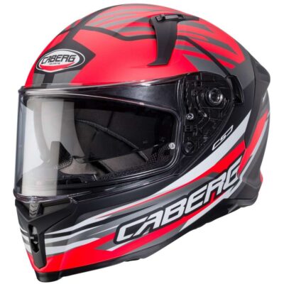 Casco Moto Integrale Caberg AVALON X KIRA Nero Opaco Grigio Rosso Fluo